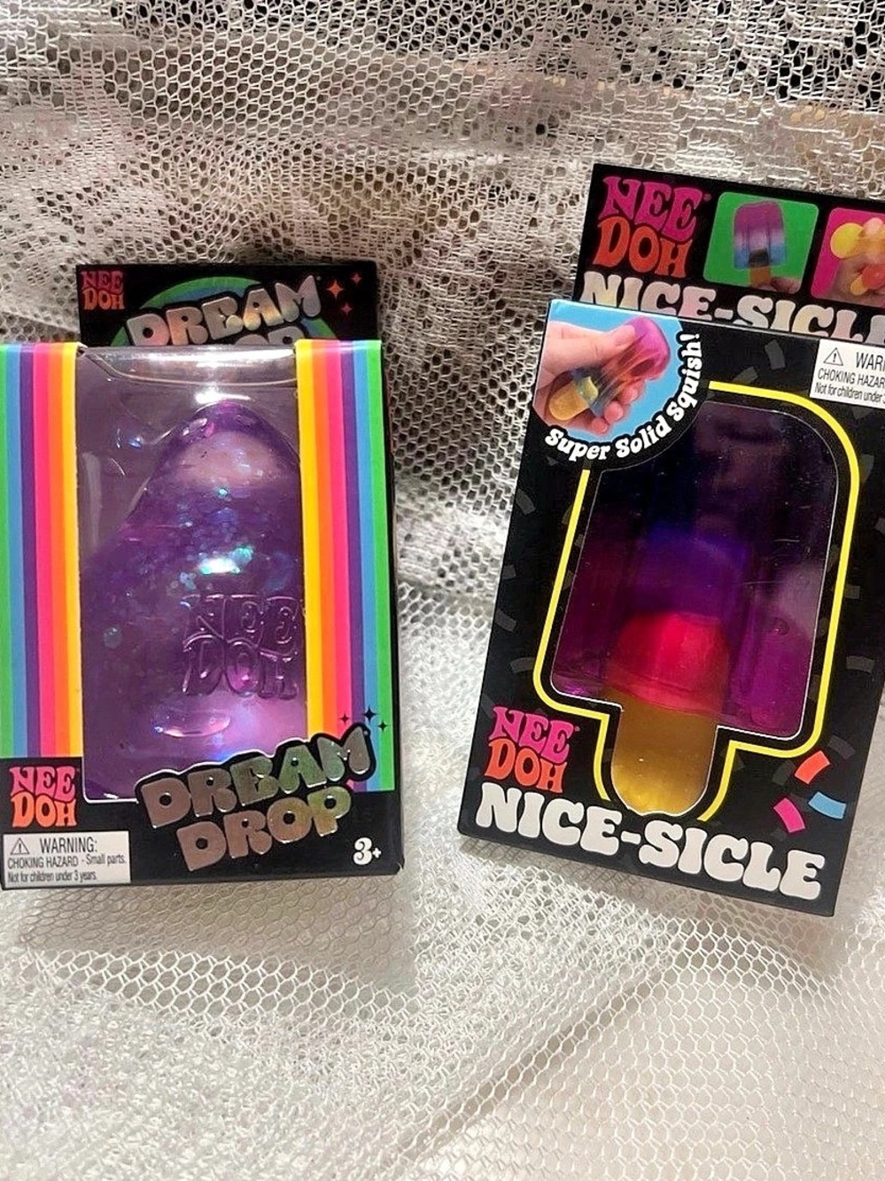NIB NeeDoh Dream Drop and Nice-Sicle Sensory Fidget Toy Set - Purple